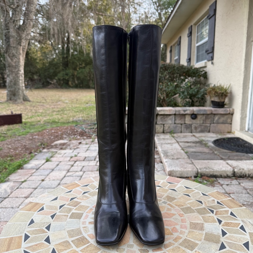 Bally Steviera Boots Black Leather Knee High Block Heel Made in Italy US 6 NWOB - Picture 11 of 13